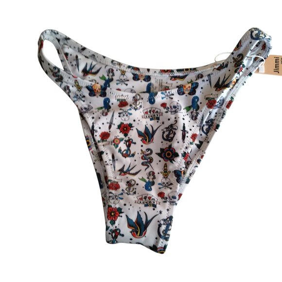 Jimmi Swim Women's Small Bikini Set Cover Up/Scrunchies Skulls Birds Roses NEW - Picture 6 of 12